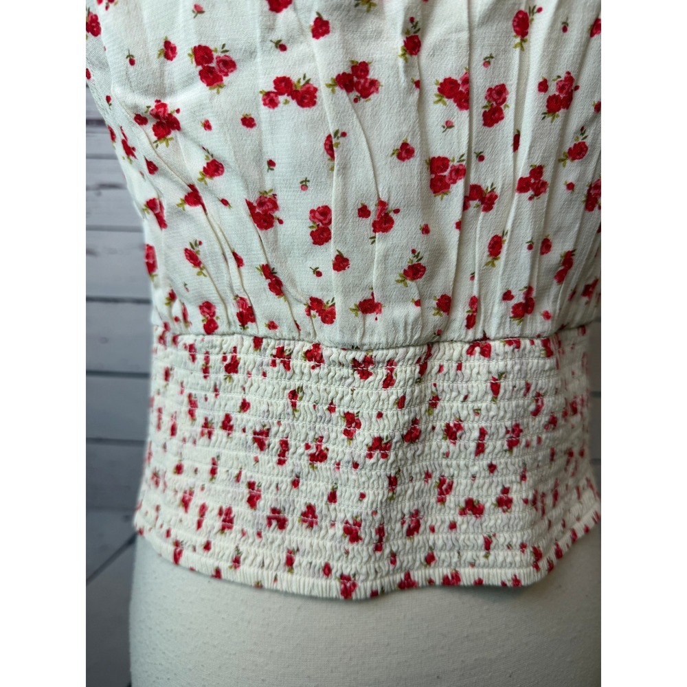 American Eagle Floral Blouse Medium Y2K 90s Cottage Lace NWT Top Coquette Shirt - Picture 10 of 12